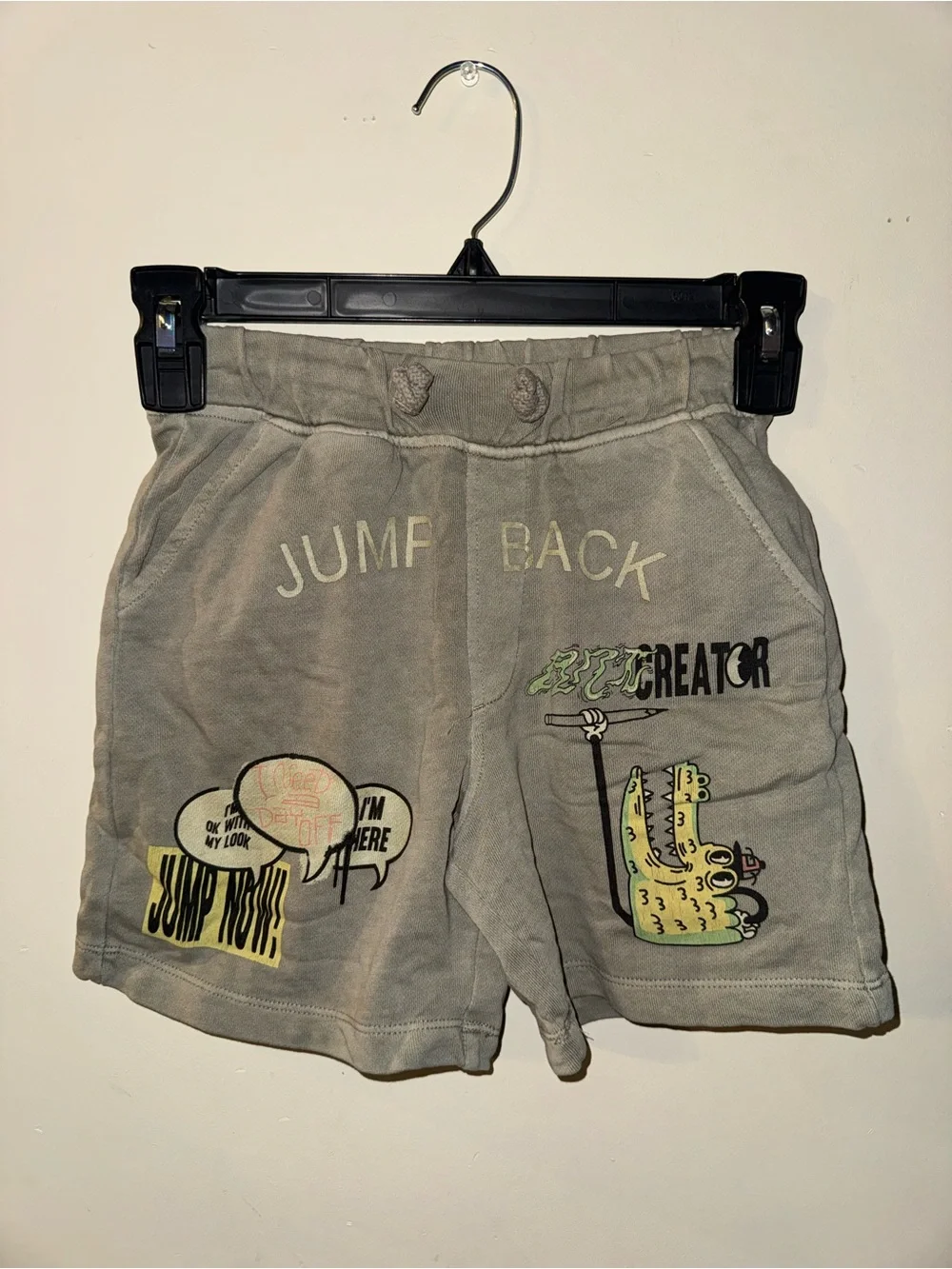 ‼️SALE‼️ Zara Gray Graphic 'Jump Back' Kids drawstring Shorts